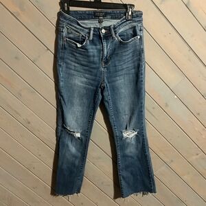 Judy Blue‎ Distressed Cropped Jeans Size 5/27 Raw Hem Denim Stretch